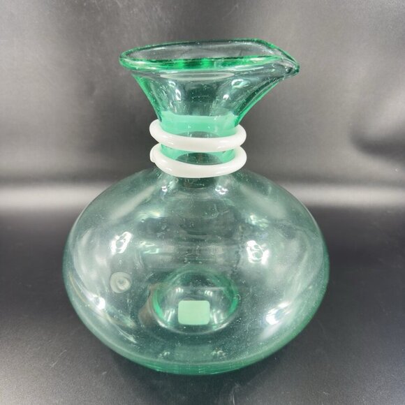 Paola Navone Riviera Crate And Barrel Glass Vase Carafe Decanter Green Signed - Picture 11 of 14
